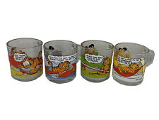 Vintage Garfield & Odie Set 4 McDonalds 1978 Collectible Glass Mugs Cups Cartoon picture