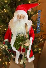 24IN RED GOLD GREEN STANDING SANTA FIGURINE TRADITIONAL HOLIDAY CHRISTMAS DECOR picture