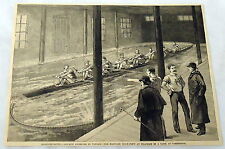 1889 magazine engraving ~ AQUATIC EXERCISE IN WINTER Harvard Boat-Crew, MA picture