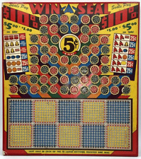 Vintage MCM Win A Seal Gambling Punchboard 5 Cents Unpunched Casino Man Cave picture