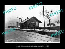 OLD 8x6 HISTORIC PHOTO OF UTICA MINNESOTA THE RAILROAD DEPOT STATION c1920 picture