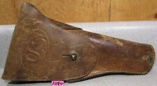 WW1 CLINTON 1918 F.W.T. COLT 1911 Brown Leather Military Flap PISTOL Holster picture