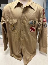 Vintage Lee Army Twills Khaki Uniform Shirt W/Kansas City Boy Scout Patches picture
