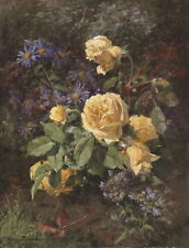 Art Oil painting still life yellow roses flowers in landscape hand painted picture