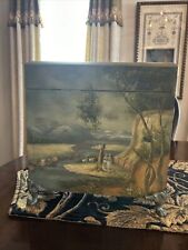 Bombay & Co. Wood Green Handpainted Decorative Box w/ Metal legs / 12”x11”x6” picture
