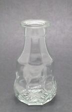 Small Clear Concaved RIbbed Design Glass Collectible Round Bud Vase H = 5.5 inch picture