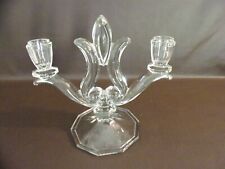 Vintage Press Glass Clear Double Candle Holder (Unbranded) picture