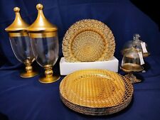 Apothecary Jars, Gold Chargers, Mini Cupcake/Dessert Stands with Glass Domes picture