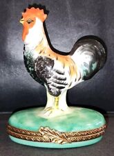 Limoges Vintage Retired Rooster Hand Painted Trinket Box picture