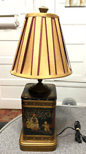 Vintage Frederick Cooper Chinoiserie Tea Tin Table Lamp no shade black orange picture
