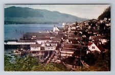 Ketchikan AK-Alaska, Aerial Of City Area, Antique, Vintage Souvenir Postcard picture
