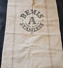 Vintage Bemis A Seamless Extra Heavy Feed Seed Sack Cotton 40” X 19” Canvas 64 picture