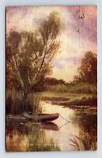 c1908 Scenic Lake Landscape Rowboat Ripe for Sportsman Post Marion OH Postcard picture