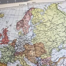 Historical Europe 1910's Vintage Color Map Folded Frameable Wall Art picture