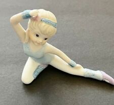 Porcelain Ballerina Figurine Bisque Blue Dancing Girl Ballet 1985 Vintage Enesco picture