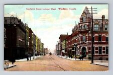 Windsor ON-Ontario Canada, Sandwich Street Looking West Vintage c1908 Postcard picture