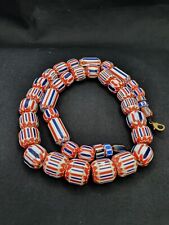 Vintage Beautiful chevron Trade Glass Multicolor beads Necklace picture