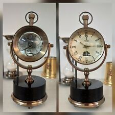 Antique Brass Desk Clock Mechanical Vintage Tabletop Decorative Gift picture