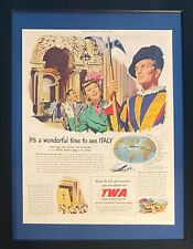 Vintage 1949 TWA Visiting Italy Saturday Evening Post Framed Magazine Ad 16x12 picture