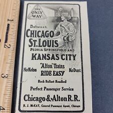 Vtg 1911 Print Ad Chicago & Alton RR Railroad No Noise No Dust Ride Easy picture