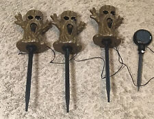 3 Halloween Spooky Animated Lighted Trees w/ Stakes Battery Operated LED Working picture