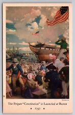 eStampsNet - Lot of 2 Patriotic Murals Frigate Constitution, Washington Postcard picture
