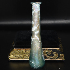 Authentic Ancient Intact Roman Glass Bottle with Long Neck Ca. 3rd - 4th Century picture