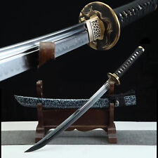 Unokubi Zukuri 30'' Green Wakizashi Folded Damascus Steel Japanese Samurai Sword picture