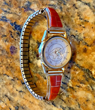 14K Gold and Coral Watch Band, Gilbert Nelson, Watch Face- Zuni Spirit Bear picture
