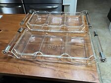 Two Mid Century Modern Lucite Grainware Silite Style Serving Trays with Inserts. picture