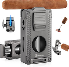 Cigar Torch Lighter, All-in-1 Cigars Lighter Built-in Holder , Double Jet Flame picture