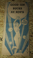 1940s-50s Roy Jeffrey Baltimore Maryland Visit Us Matchcover Good Gin Bucks At R picture