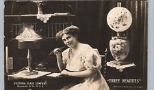 FOSTORIA GLASS WOMAN c1910 moundville wv real photo postcard rppc advertising picture