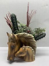 LOOK VTG NAPCOWARE 8” Double Horse Head Planter Mare Foal Figural Vase - Japan picture