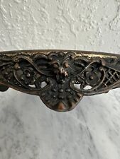 Antique Plateau Vanity Mirror TRAY Metal Footed Art Nouveau Scalloped Bevel Edge picture