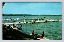 Delavan WI-Wisconsin, Delavan Lake Swimming & Sun Bathing Vintage Postcard picture
