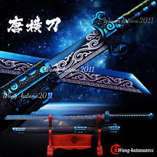 Blue Functional Sharp Ninja Sword 1095Steel Japanese Straight Ninjato Broadsword picture