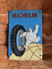 Antique Michelin Man Cast Iron Tire Advertising Wall Sign French Bibendum picture