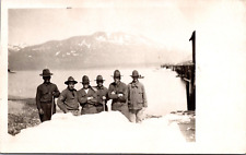 Postcard RPPC Real Photo WWI Sergeant Infantry Soldiers Shovel Snow Mountains picture