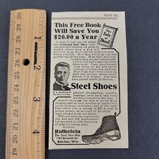 Vtg 1911 Print Ad N. M. Ruthstein The Steel Shoe Man Prevent Sciatica Lumbago picture