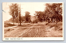 RPPC View of Depot Hill Dirt Country Road House Chester Vermont VT Postcard picture