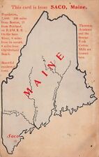 Saco ME Maine Map Railroad Railway York Cotton Mills Advertising Vtg Postcard S1 picture