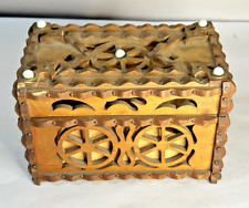 Antique Early 20th Century Hand Carved Trampart Cut Out Trinket Treasure Box picture