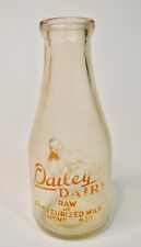 Vintage Dailey's Dairy Quart Milk Bottle Raw or Pasteurized Baby 