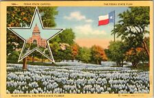 TX-Texas, State Flower, State Flag, Capitol, Vintage Postcard picture