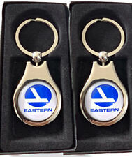 Eastern airlines Logo 2 Pack Of Key Chain Chrome Finish Glass Dome 1” Key Ring picture