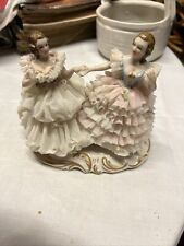 Irish Dresden Lace Two Ladies Dancing Porcelain Figurine picture