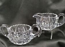 ABP Antique Pairpoint Murillo Crystal Sugar and Creamer Cut Butterfly and Flower picture