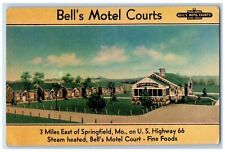 c1940s Bell's Motel Courts Roadside Springfield Missouri MO Unposted Postcard picture