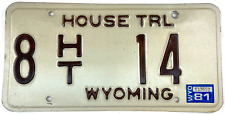 Wyoming 1981 License Plate Vintage House Trailer Tag Platte Co Collector Decor picture